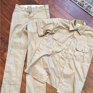 Dickies tan set. Collard shirt and pants